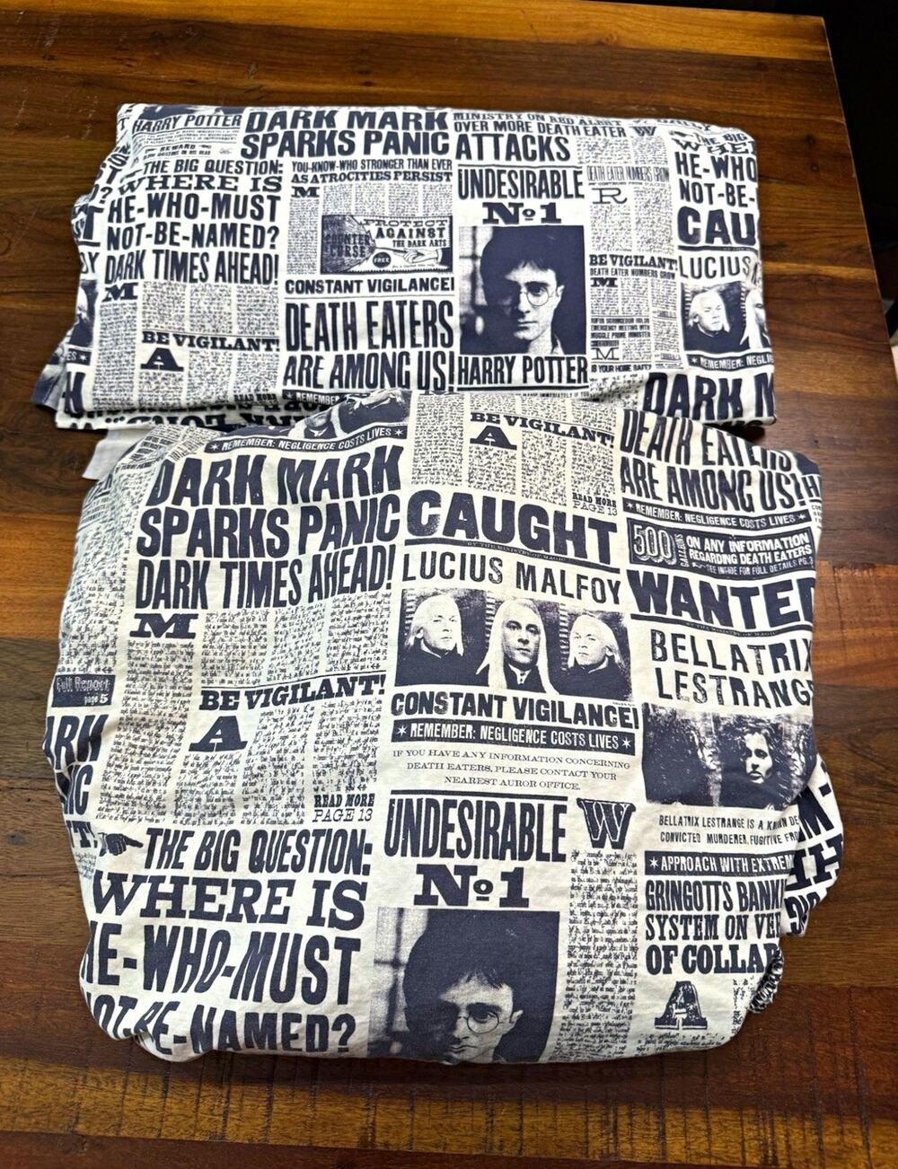 PB teen Harry Potter Newspaper Print Black/White Full 100% Cotton Set